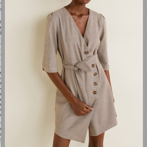 🦋 Mango Houndstooth Button Dress - Picture 1 of 7